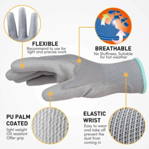 Găng tay đen phủ PU bàn tay 8 Găng tay đen phủ PU bàn tay 2